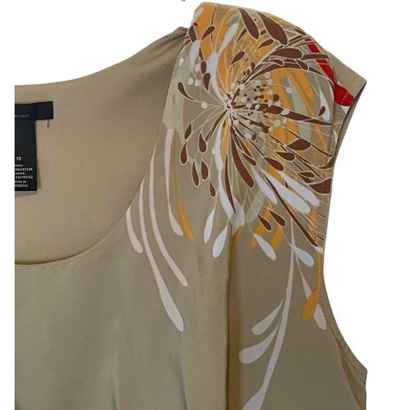 Lane Bryant Women's Size 18 Tan Floral Dress ~ Short Cap Sleeve Pleated A-Line - Picture 2 of 9
